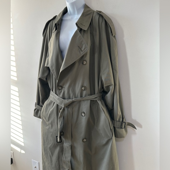 Vintage London Fog Green Double Breasted Trench Coat Size 42 - Picture 4 of 8